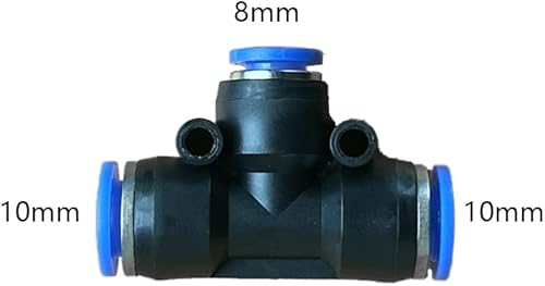 Vista 23 de 5 conectores reductores de tubo de 3 vías en forma de T de 0.394 in x 0.236 in x 0.394 in, empuje rápido para conectar la conexión en T Unión de 4