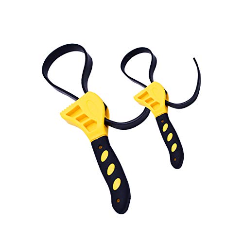 MacWork 2PCS 6in 8in Universal Adjustable Rubber Strap Wrench, Oil Filter Strap Wrench, Pipe Wrench,Grip Wrench, Jaw Bottle Opener,Mechanics Plumbers tool
