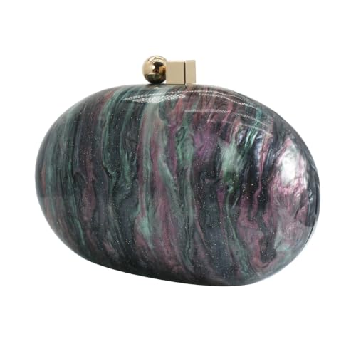 Image of Acrylic Evening Clutch Bag for Women Shell Shape Shoulder Crossbody Bag Glitter Marble Purse Handbag