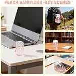 Power Mist Hand Sanitizer Spray - 1.3fl.oz Peach Scent with Keychain Antibacterial Hydrating for Travel & Daily Essential