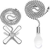 Ceiling Fan Pull Chain Extender, 24-inch Extra Long with Decorative Frosted Glass Bulb and Fan Cord, Fit All Standard 3mm Diameter Ceiling Fans and Light Fixtures Factory Pull