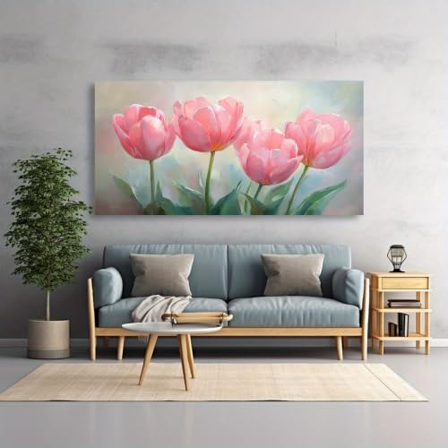 Cuadro de tulipanes para iluminar paredes oscuras y sin vida 4