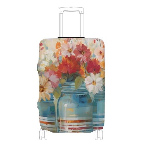 Joisal Suitcase Covers for Luggage Protectors Protection Graphic Travel Luggage Accessories Floral Retro Vase, XL, Fits 29-32 Inch Case