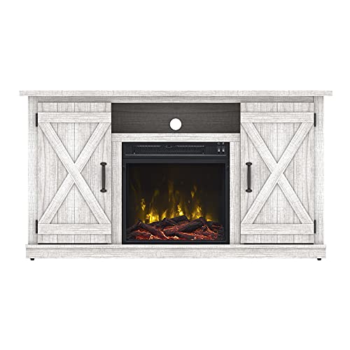 Twin Star Home Cottonwood 55" Tv Stands With Electric Fireplace, Sargent Oak #TOP1