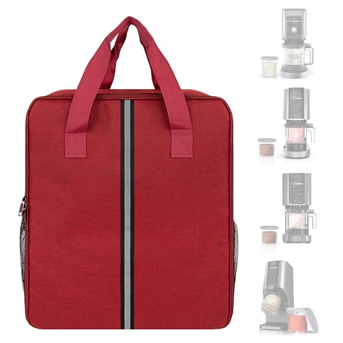 Kingshion Ice Cream Maker Carrying Bag with Handle, Waterproof Dustproof Storage Bag Compatible with Ninja Creami NC500/NC300/NC200/NC100/NC299AMZ Series/Deluxe/Breeze Ice Cream Makers - Dark Red