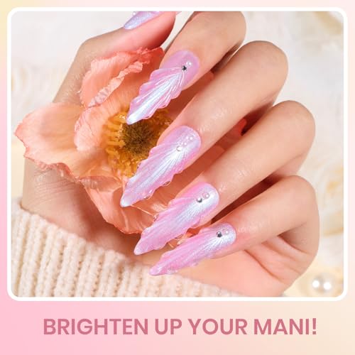 Image of Beetles Pearl Gel Polish Set, 6 Colors Mermaid White Pink Purple Shimmer