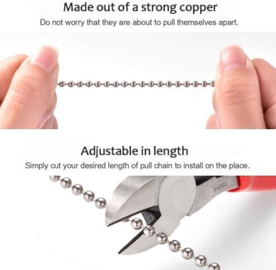 2Pcs Ceiling Fan Pull Chain 12 inch Wooden Pull Chain Extension Fan Chain Extender Ornament Connector for Ceiling Fan Light (White)