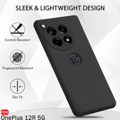 Image of TheGiftKart Liquid Silicone Back Cover Case for OnePlus 12R 5G | Soft Micro-Fibre Lining Inside | Camera Protection Bump | Shockproof Back Case Cover for OnePlus 12R 5G (Silicone, Black)