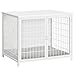 MAHANCRIS Hundekäfig Möbel, 80 cm Hundebox mit Kissen, 2 Tür, Doppeltür, Holzwerkstoff, für Kleine/Mittelgroße/Große Hunde, 80 x 55 x 65 cm, Hundekäfig für Zuhause, Weiß ADCBW0701