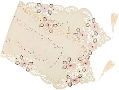 Rehomy Table Runner, Tea Table Cover Decoration Vintage Embroidered Flowers Table Runner (40 * 176cm/15.7 * 69.3)