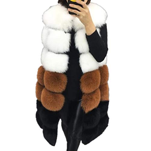 Winter Waistcoat Women s Faux Fur Vest Warm Sleeveless Jacket Coat Outerwear (3XL, Camel)