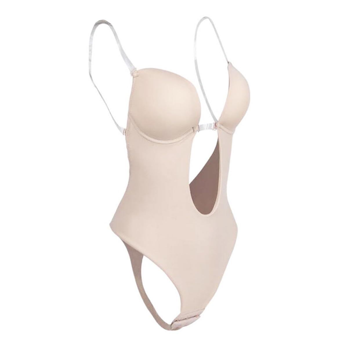 PATKAW Busto Modellante Invisibile Donna Xl in Nylon Beige | Schiena Scoperta, Elasticità Traspirante, Controllo Muscolare, Taglio Aderente