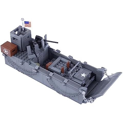OyaDm Military Landing Craft Vehicle Personnel Higgins Boat Car Model WW2 World War II Building Block Toys for Kids Aged 6-14 and Adults. Cover