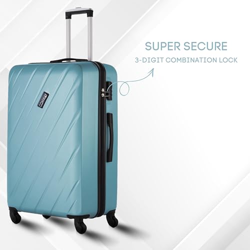 Image of CONWAY Aero 55cm+65cm+75cm, (Small+Medium+Large) Trolley Bag Set of 3, ABS Hard Case Suitcase, 8 Wheels, TSA Lock, Lightweight, Luggage Travel Trolley Bags for Weekend Trips - Teal