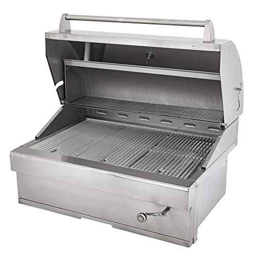 Turbo Charcoal 32 Inch Built-In Stainless Steel BBQ Grill with Charcoal Tray - Image 4