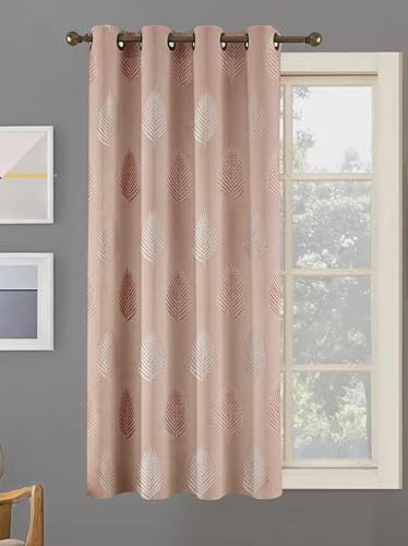 Image of FRESH FROM LOOM Anti-Wrinkle 5ft Curtains | Premium Jacquard Design | Sun Blocking 80% | Ideal for Doors & Large Windows, Luxury Curtain (5ft, Dusty-Rose, 1pc)