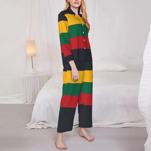 Pyjama Lituanie femmes ensemble long pour des soirées cocooning confortables