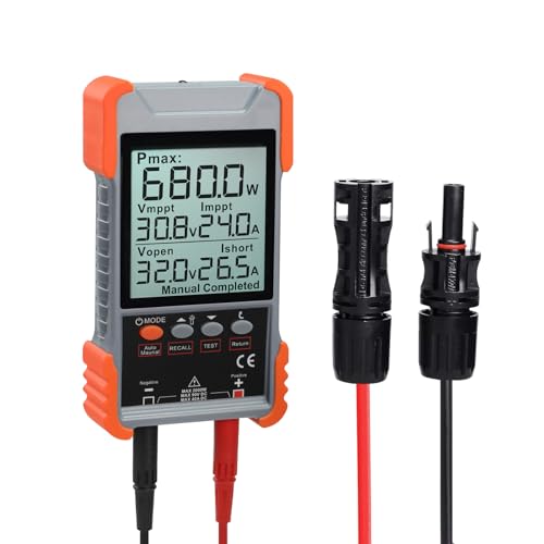 Rechargeable Solar Panel Tester MPPT Meter Solar Power Tester 2000W 90V/40A PV Panel Monitor Auto/Manual Test LCD Screen TPR Anti-Drop Overvoltage/Overcurrent/Reverse/Temp Protection