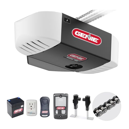 Genie Chain Drive 750 Garage Door Opener with Battery Backup, Surge Protector and one Single Button Garage Door Remote