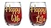 Happy Wife, Happy Life - 15oz Crystal Wine Glasses - Couples Stemless Wine Glasses – His And Hers Gifts Ideas For Anniversary, Weddings, Bridal Showers