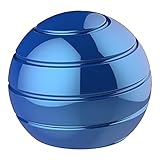 NC Desktop Spinning Top Change Luck Round Ball Aluminum Alloy Vortex Optical Psychedelic Hypnosis (Blue, 45MM)