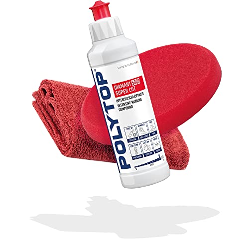 Premium Auto Politur Bundle: POLYTOP Diamant 5000 Super Cut 250ml + POLYTOP Cutting Pad 160mm + detailmate Poliertuch 550GSM - Zur professionellen Autoaufbereitung, auch für Einsteiger geeignet