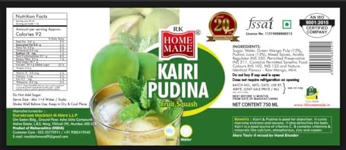 Image of RK HOME MADE NATURAL SYRUP | Keri Pudina Crush Syrup | Gluten free | 100% Vegan & Low fat | Easy to use | A perfect drink for house parties, picnics, & road trips to everyone's delight 750 - ML