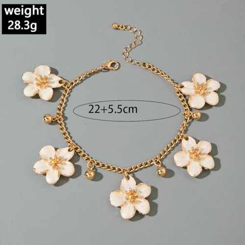 Tobillera de eslabones con flores doradas e impermeables 5