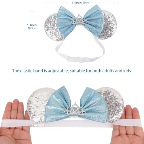 Image of DRESHOW Minnie Ears Headbands Mouse Ears Sequin Bow Headbands Elastic Adjustable Headband Glitter Party Decoration Cosplay Costume for Women