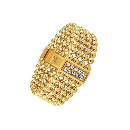 Tommy Hilfiger Anillo de mujer de acero inoxidable con 10 piedras de cristal 56, oro 32000368