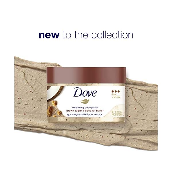 Dove Scrub For Silky Smooth Skin Brown Sugar & Coconut Butter Body Scrub Exfoliates & Restores Skin's Natural Nutrients, 10.5 oz, 4 Count