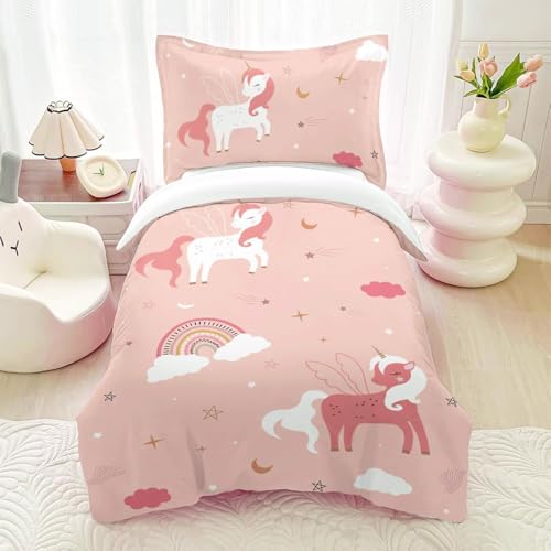 HOMHOMHA HOM Einhorn Bettwäsche 135x200 Mädchen - Rosa Regenbogen Bettwäsche für Kinder - mit 80x80cm Kissenbezug 2 teilig HOMHOMHA HOM Einhorn Bettwäsche 135x200 Mädchen - Rosa Regenbogen Bettwäsche für Kinder - mit 80x80cm Kissenbezug 2 teilig