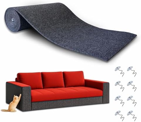 300cm x 40cm Rascador Gato + Pines de fijación. Alfombra rascador para Gatos con Autoadhesivo. Protector Sofa Gatos arañazo. Rascador Gatos Sofa (Gris). Ideal para Sofás, Paredes y Muebles DIY.