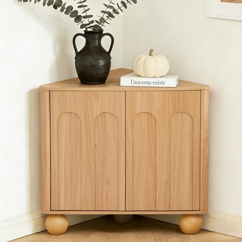 FurSch Modern Corner Cabinet with Storage, Space Saving Small Corner