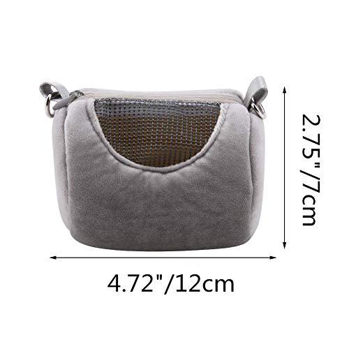 Dwarf Hamster Carrier Bag Portable Cylinder Warm Outdoor Bag with Adjustable Single Shoulder Strap (Grey) - Image 3