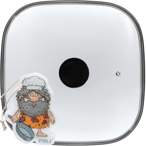 IFITTING Tapa cuadrada de vidrio templado transparente, tapa cuadrada ventilada para sartén, utensilios de cocina de repuesto, cubierta de sartén, 1 paquete, diámetro interior de 10.86 pulgadas,