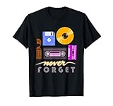 Never Forget Retro Vintage Cassette Tape Floppy Disk VHS CD T-Shirt