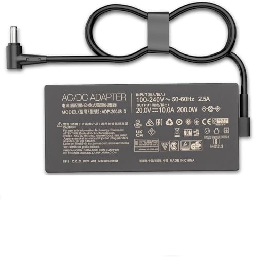 Image of 200W AC Charger Compatible with Asus TUF Gaming A15 F15 A17 F17 FA506 FX506 FX507 FA507 FX707 FA707 TUF Dash F15 FX516 FX517 ROG Strix G17 G15 G513 G713 Studio 17 Zephyrus G15 Laptop Adapter