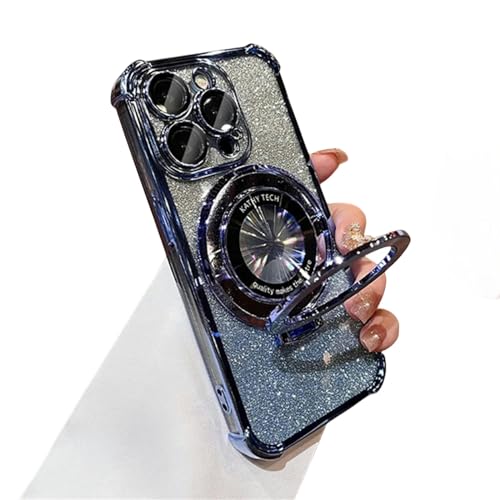 Coque iPhone 15 14 13 12 11 antichoc avec stand et protège flash bleu