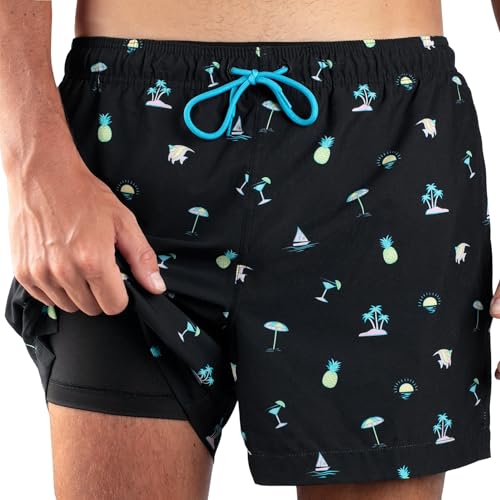 Kanu Surf 5” Adventure Men’s Swim Trunks – UPF 50+ Quick-Dry Bathing Suit Shorts with Pockets & Compression Liner (2X)