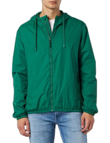 United Colors of Benetton Giubbotto 2vdwun02p, Giacca Impermeabile Uomo, Verde Bottiglia 1U3, L