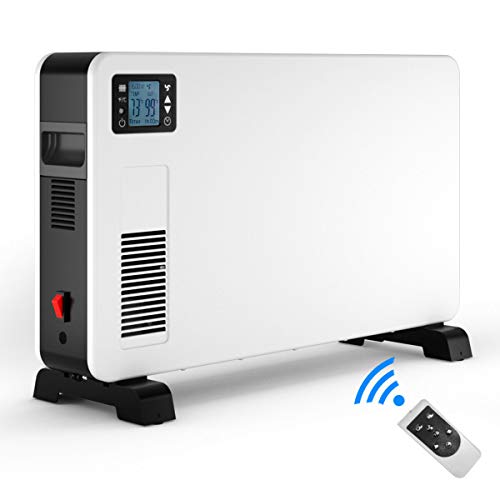 COSTWAY Convection Heater, 1500W Freestanding or Wall Mounting Heater with 24H Timer, 3