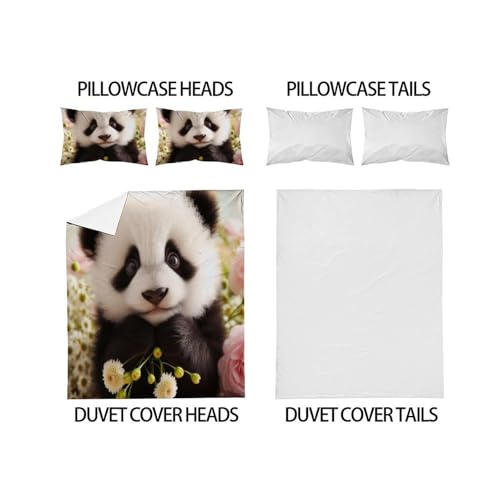 Housse de couette panda 3D en microfibre infroissable facile à laver - 4