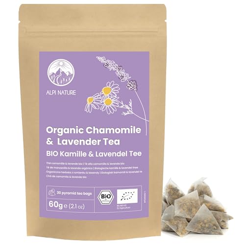 Alpi Nature Manzanilla-Lavanda Infusión Orgánica, 30 Bolsitas de Té Piramidales de 2g, Té de Manzanilla y Lavanda 60g Alpi Nature Manzanilla-Lavanda Infusión Orgánica, 30 Bolsitas de Té Piramidales de 2g, Té de Manzanilla y Lavanda 60g