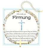 EPVID Firmung Geschenke für Mädchen, Perlen Armband für Mädchen, Geschenk zur Firmung mit Kreuz, Firmungsgeschenk für Tochter Enkelin Schwester Nichte Patentochter von Mama Papa Taufpaten