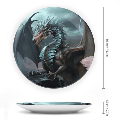 Plato decorativo de porcelana Dragon Hueso 6 pulgadas miniatura 2