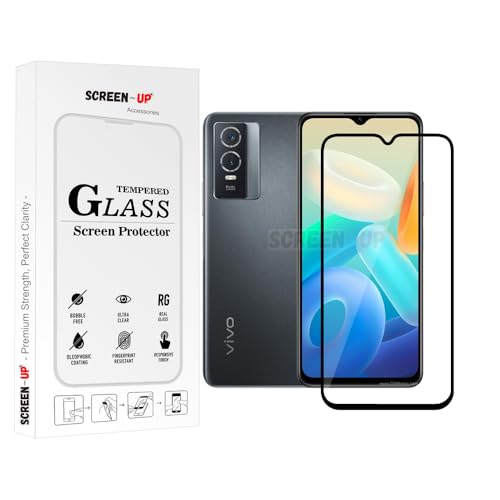 Image of ScreenUp Tempered Glass For Vivo Y76s - Ultra Clear, 9H Scratch Resistant, Full Coverage, Easy Install Screen Protector