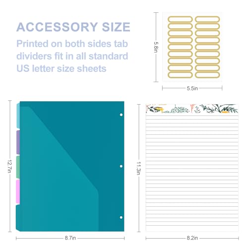Image of 3 Ring Binder, 0.75 Inch Binder Organizer with 5 Tab Dividers, File Folder Labels, A4 Memo Pad & to Do List Planners for Women, Men, School Supplies and Office Supplies, Colorful Flowers