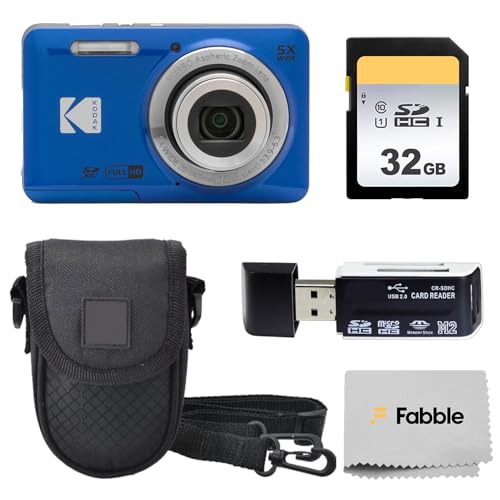 KODAK PIXPRO FZ55 16MP �f�W�^���|�C���g&�V���[�g�J�����A5�{���w�Y�[���A28mm�L�p�A1080P�t��HD�r�f�I�A32GB��SD�J�[�h�A�ی�P�[�X�A�����J�[�h���[�_�[(�u���[)