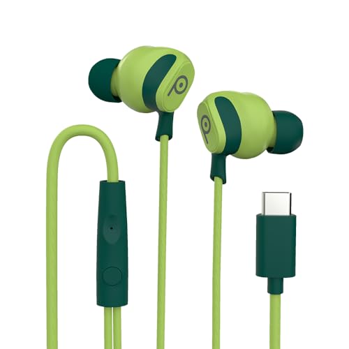 Image of Lava Probuds E1c in Ear Earphone | 12mm Bass Boosted Copper Driver with Pocket Comfy C Type Jack with Wire Protector | Dual Tone Stylish Design | in-Built Mic | IPX4 Water Resistant (Green)